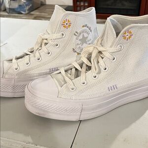 Converse Cream High-Top Sneakers